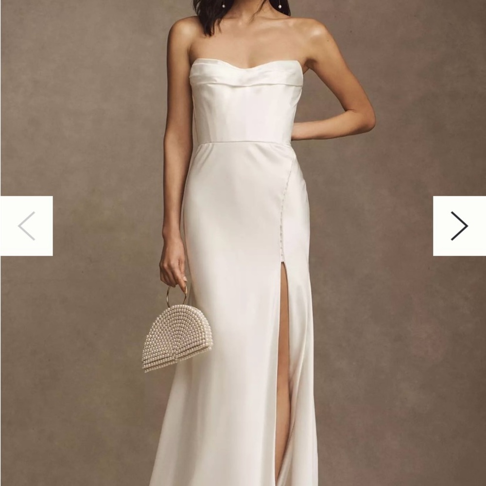 NWT Size 8 Watters Orlie Strapless Corset Satin Sheath Wedding Gown - Picture 3 of 7